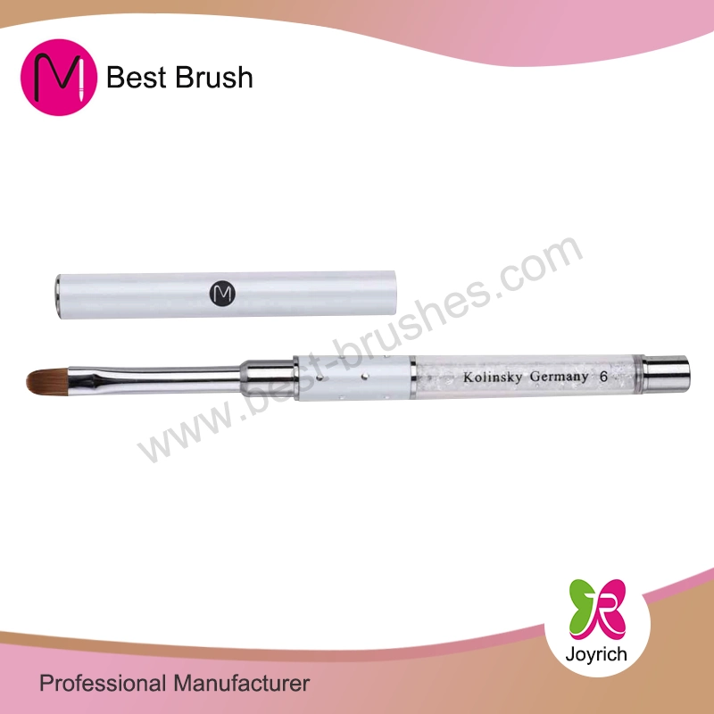 White metal nylon hair gel brush na may rhinestone